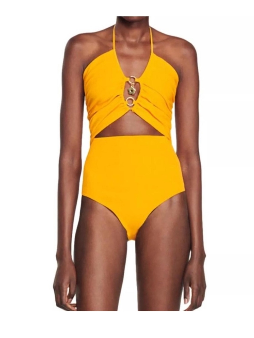NWT Sandro Vibrant Orange cut out one piece swimsuit size large